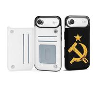 Russian Soviet Flag Hammer And Sickle Phone Case Compatible for iPhone 17 Air Wallet Cases Card Holder Cell Phone Cover Protection