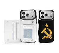 Russian Soviet Flag Hammer And Sickle Phone Case Compatible for iPhone 17 Pro Max Wallet Cases Card Holder Cell Phone Cover Protection