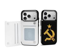 Russian Soviet Flag Hammer And Sickle Phone Case Compatible for iPhone 17 Pro Wallet Cases Card Holder Cell Phone Cover Protection