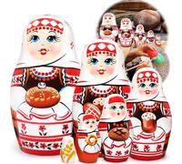 Russian Stacking Dolls Set 6 pcs - Nesting Dolls in Slavic Clothing Folk Ornaments - Belorussian Matryoshka Doll - Wooden Handmade Belarus Gifts