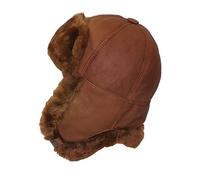 RUSSIAN STORE Cucuba Sheepskin Hat Shearling Winter Ushanka Man Pilot Hat Soviet Aviator Snow with Earmuffs (XL)