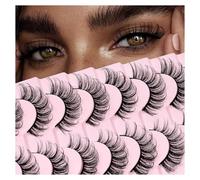 Russian strip eyelashes DD curling false eyelashes fluffy and slim artificial mink eyelashes 10 pairs large curvature thick natural beauty bridal party one piece(10P-D13F)