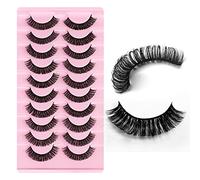 Russian Strip Lashes D Curl False Eyelashes Fluffy Curly Faux Mink Lashes 3D Effect Short Lashes Lightweight 10 Pairs Pack (#03)