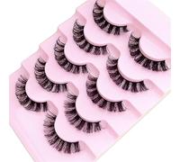 Russian Strip Lashes D Curl Wispy Fluffy False Eyelashes 3D Faux Mink Lashes 5 Pairs