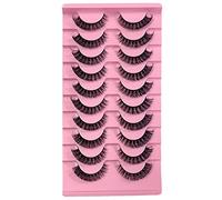 Russian Strip Lashes, False Eyelashes,Natural Wispy Fluffy Lashes,Soft Reusable Hybrid Strip Lashes DD Curl Faux Mink Lashes 10 Pairs Pack (A-09)