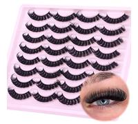 Russian Strip Lashes Natural Look False Eyelashes Fluffy D Curl Strip Eyelashes Wispy Thick Volume Fake Eye Lashes Cat Eye 16 Pairs ALICROWN