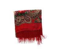 Russian Style Big Size Square Scarf Cotton Long Tassel Scarf Vintage Folk-Custom Spring Winter Shawl, Square Scarf, Cotton Shawl(red)