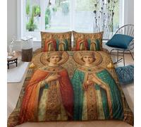Russian-style Portraits of Saints Printed Bedding Set Microfibre Duvet Cover Set 3d Theme Comforter Cover 3 Pieces for Kids Teens Adults King(220x240cm)