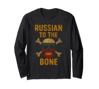 Russian To The Bone Russia Pride Skull And Crossbones Design Long Sleeve T-Shirt