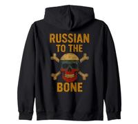 Russian To The Bone Russia Pride Skull And Crossbones Design Zip Hoodie