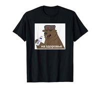 Russian To Your Health Drinking Vodka Toast Communist Bear T-Shirt