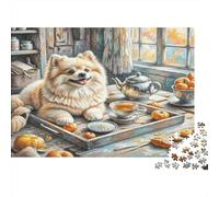 Russian Toy Dog 1000Pc Adult Jigsaws: Pomeranian in Kitchen for Adults Challenging & Brainteasing Puzzle Games 38x26cm/1000pcs