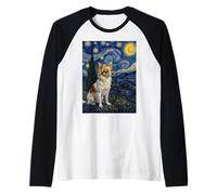 Russian Toy Dog Van Gogh Starry Night Raglan Baseball Tee