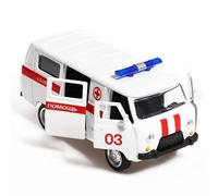 Russian UAZ-3962 Ambulance Model 1:43 Scale White Metal Minibus Transport Inertia Mechanism Collectible Replica