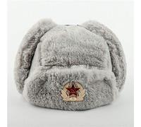 Russian Ushanka Hat Gray Trooper Hat Mens Army Military Russian Ushanka Bomber Hat Winter Warm Caps Pilot Earflap Trapper -Grey_Soviet_Badge
