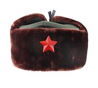 Russian Ushanka Hat Men Women'S Winter Earwarmer Earmuff Hat Soviet And Russian Emblem Bomber Hat Cap-Brown_Red_Star