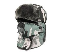 Russian Ushanka Hat Waterproof Snow Ski Caps For Women Men Camouflage Winter Bomber Hat Thermal Earflap Face Cover Cap Russian Hat-Camouflage_Green