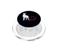 Russian White Cat Heartbeat Cat Mom Dad Pet Lover PopSockets PopGrip for MagSafe