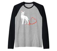 Russian White Cat Heartbeat Cat Mom Dad Pet Lover Raglan Baseball Tee
