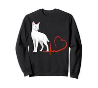 Russian White Cat Heartbeat Cat Mom Dad Pet Lover Sweatshirt