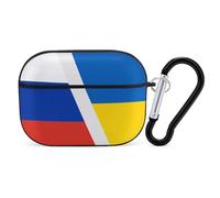 Russo Ukrainian War Flag Cute Case Compatible with AirPods Pro Protective Cover with Keychain