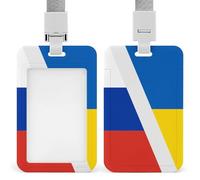 Russo Ukrainian War Flag Funny ID Badge Holder with Lanyard Name Card Holders for Work Nurse Teacher