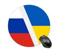 Russo Ukrainian War Flag Round Gaming Mousepad Rubber Base Desk Mat for Office Laptop Computer