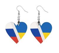 Russo Ukrainian War Flag Women's Wooden Earring Drop Dangle Earrings Pendant Jewelry Love