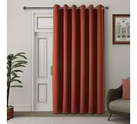 (Rust, 66" x 84" (168cm x 213cm)) 100% Blackout Curtains Thermal Insulated Ring-Top Eyelet Curtain Pair with Tiebacks