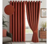(Rust, 66" X 90"-(168cm x 228cm)) Thermal Insulated Curtains 100% Blackout Ring-Top Eyelet Curtain Panel with Tiebacks