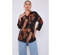 Rust and Black Brushstroke Print Oversized Shirt Love Sunshine Brown 10