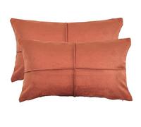 Rust Brown Lumbar Pillow Covers Set of 2 Faux Suede Soft Leather Like Decorative Rectangular Pillowcases for Couch Sofa Chairs Vegan Suede Cushion Covers Modern Farmhouse Decor Terra Cotta 12"x20"