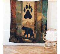 Rust Colorful Children's Blanket Flannel, Patchwork Houses Forests Animals Printed Throws, Soft Warm Lightweight Blankets for Girls Gifts Sofa Bedroom Nap Bed Gift Birthday Party 230 x 230 cm