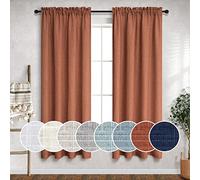 Rust Curtains 63 Inch Length for Bedroom 2 Panels Set Rod Pocket Semi Transparent Linen Sheer Boho Terracotta Curtains for Living Room Kids Nursery Teen Kitchen Burnt Orange Brick Red Brown 52x63 Long