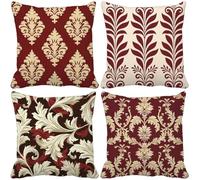 Rust Cushion Covers 75 x 75 Retro Outdoor Cushions Waterproof Linen Set of 4 Decorative Pillows with Smooth Invisible Zip for Livingroom Summer Fall Outdoor Patio Garden Bench Home Decor Gifts v1676