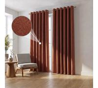 (Rust Linen, 66" x 54") 100% Blackout Ringtop Curtains- 260GSM Thick Linen Curtains 3 Layers Light Blocking Technology