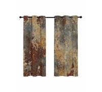 Rust Mottled Texture Blackout Curtains for Bedroom Living Room, Vintage Distressed Abstract 45 In Long Thermal Insulated Room Darkening Drapes Grommet Window Treatments, 42 x 45 In