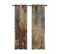 Rust Mottled Texture Blackout Curtains for Bedroom Living Room, Vintage Distressed Abstract 84 In Long Thermal Insulated Room Darkening Drapes Grommet Window Treatments, 52 x 84 In