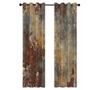 Rust Mottled Texture Blackout Curtains for Bedroom Living Room, Vintage Distressed Abstract 84 In Long Thermal Insulated Room Darkening Drapes Grommet Window Treatments, 42 x 84 In