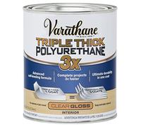 Rust-Oleum 284470 Varathane Triple Thick Polyurethane, Gloss | One Coat Protection, Self-Leveling Formula, Scratch And Stain Resistance, Crystal Clear Finish, Quart