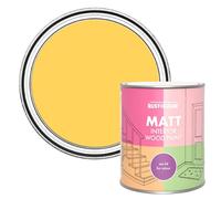 Rust-Oleum 750ml Watercolour Interior Wood Paint, Lemon Jelly, Matt Finish, for Doors & Woodwork, Includes Brush, 14 sqm Coverage/Litre, Made in UK