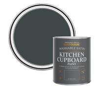 Rust-Oleum Black Scrubbable Kitchen Cupboard Paint in Satin Finish - Black Sand 750ml