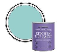 Rust-Oleum Blue Water-Resistant Kitchen Tile Paint in Gloss Finish - Teal 750ml