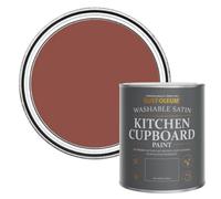 Rust-Oleum Red Scrubbable Kitchen Cupboard Paint in Satin Finish - Fire Brick 750ml