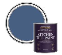 Rust-Oleum Blue water resistant Kitchen Tile Paint in Matt Finish - Ink Blue 750ml