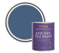 Rust-Oleum Blue water resistant Kitchen Tile Paint in Satin Finish - Ink Blue 750ml