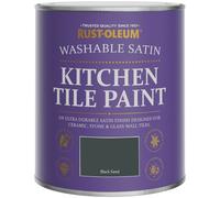 Rust-Oleum Black water resistant Kitchen Tile Paint in Satin Finish - Black Sand 750ml