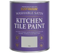 Rust-Oleum Grey water resistant Kitchen Tile Paint in Satin Finish - Flint 750ml