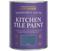 Rust-Oleum Blue water resistant Kitchen Tile Paint in Satin Finish - Ink Blue 750ml