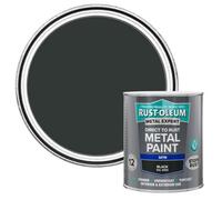 Rust-Oleum Metal Expert Black Satin Topcoat Paint, 750Ml Tin